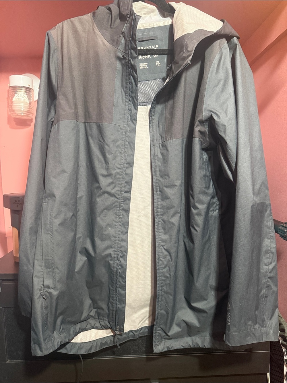Mountain Hardwear Women's Gray and Black Hooded Rain Jacket